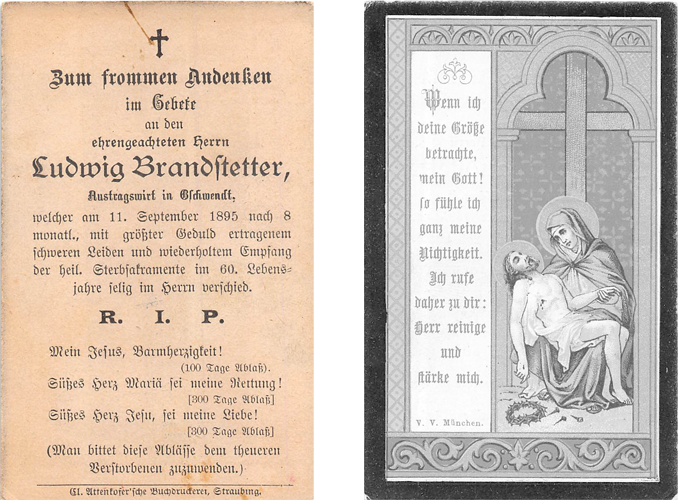 Sterbebild Brandstetter
