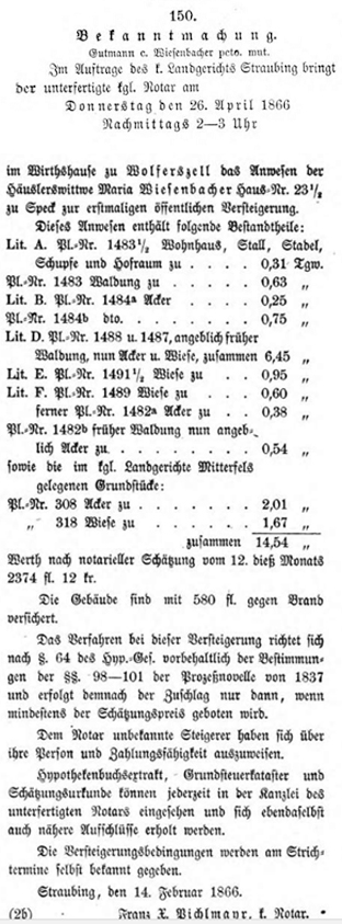 Versteigerung 1866